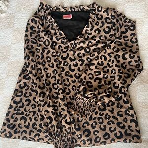 Kate Spade Leopard Print Blouse - Black and Tan